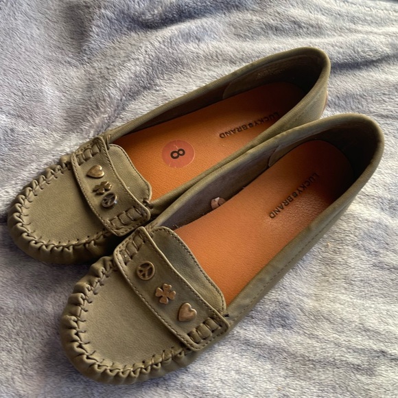 Lucky Brand Shoes - Lucky Brand green leather upper slip on driving loafer